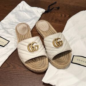 Gucci Women's Cream Espadrille Slides